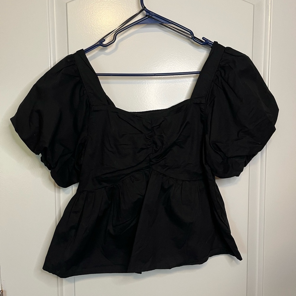 Old Navy Black Puff Sleeve Blouse